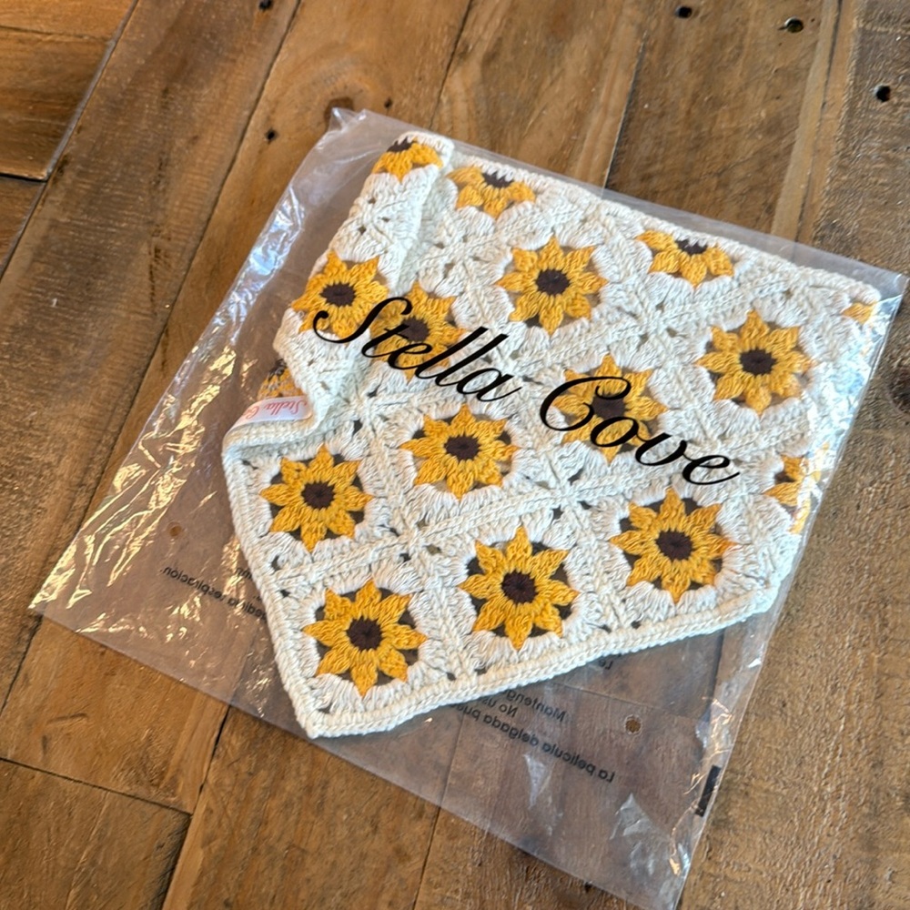 Boho Floral Crochet Hair Bandana Headscarf